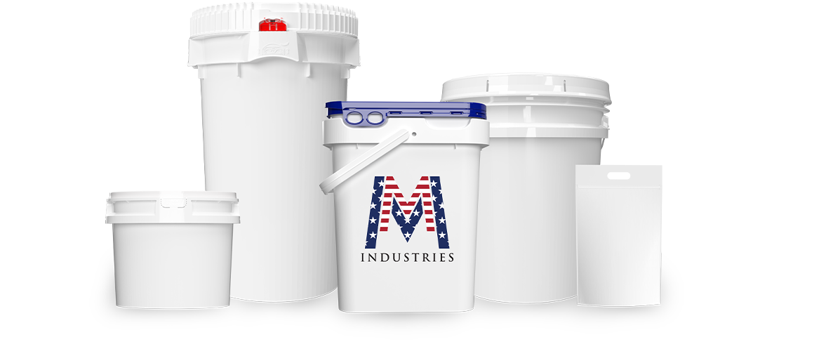 MM Industries Group of Commercial Pails 1 Patriotic