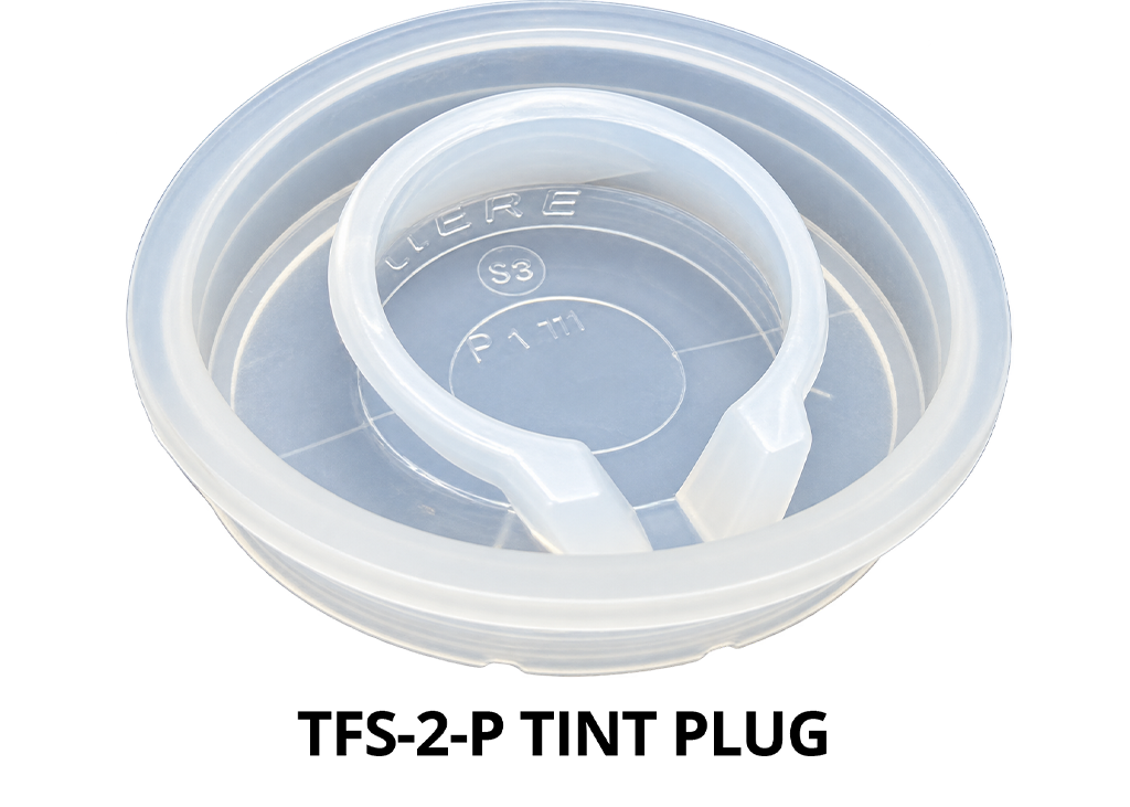 TFS-2-P clear plastic tint plug for paint containers