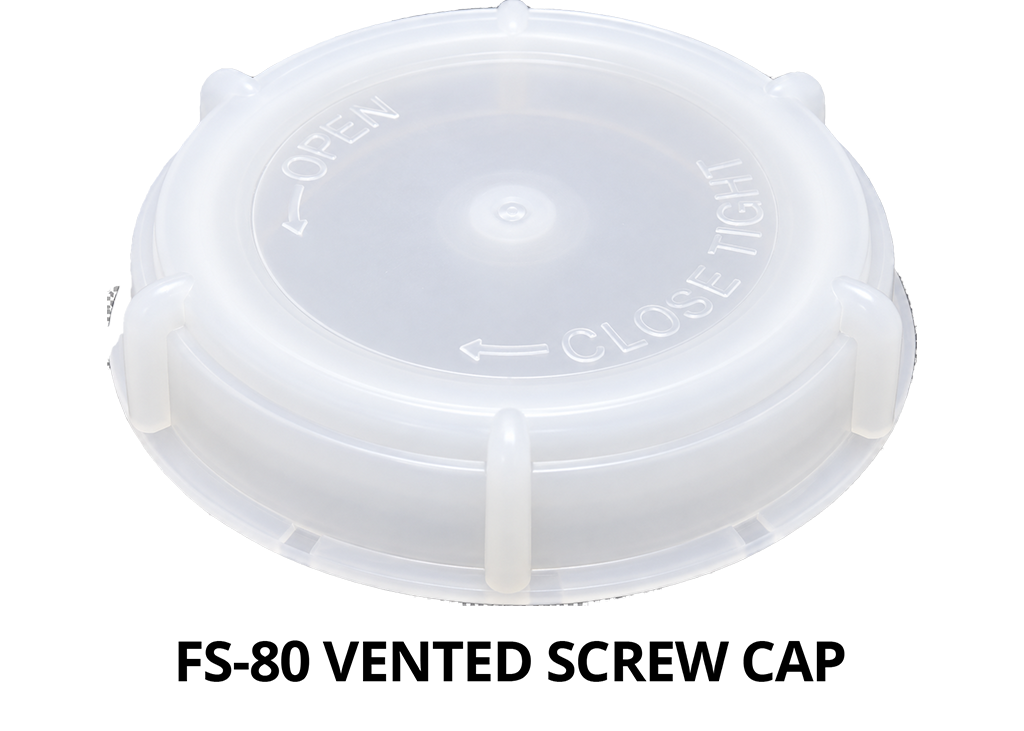 FS-80 vented screw cap white plastic lid top view