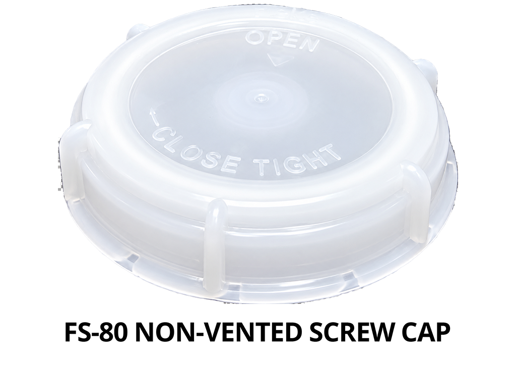 FS-80 non-vented plastic screw cap with open close labels