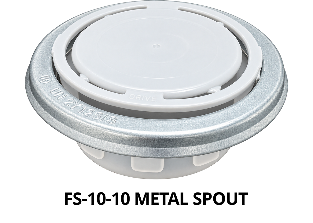 FS-10-10 metal spout with white plastic cap