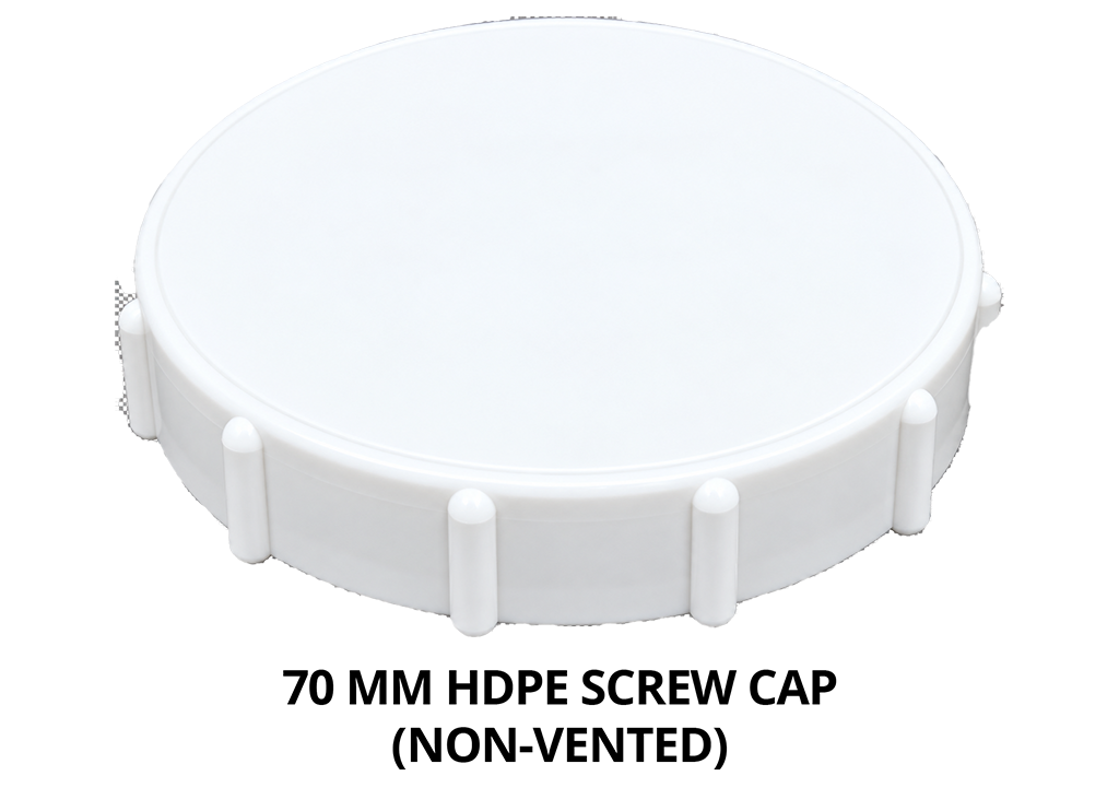 White 70mm HDPE non-vented screw cap lid